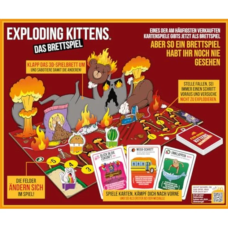 Exploding Kittens Exploding Kittens: Das Brettspiel, interaktives Partyspiel für 2-6 Spieler, ab 7 Jahren, 20 Minuten, Deutsch – Bild 3