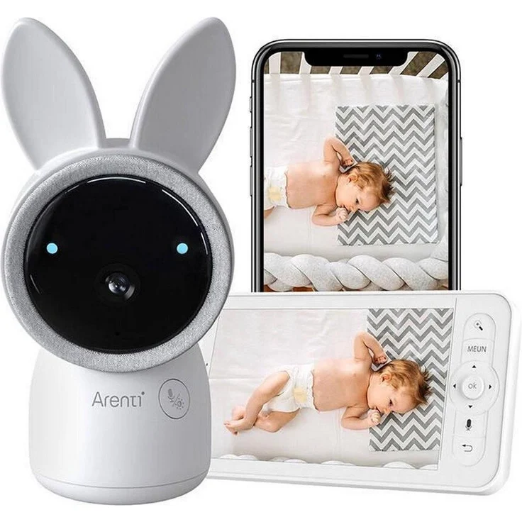 Arenti BabyCam, Babyphone mit Kamera, 1296P HD Auflösung, Nachtsichtfunktion, USB-Stromversorgung, kompakt