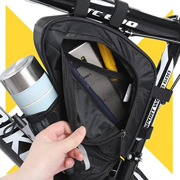 Wozinsky Velotasche, 1.50 l Rahmenfahrradtasche mit Wozinsky-Flaschenhalter, Schwarz – Bild 3