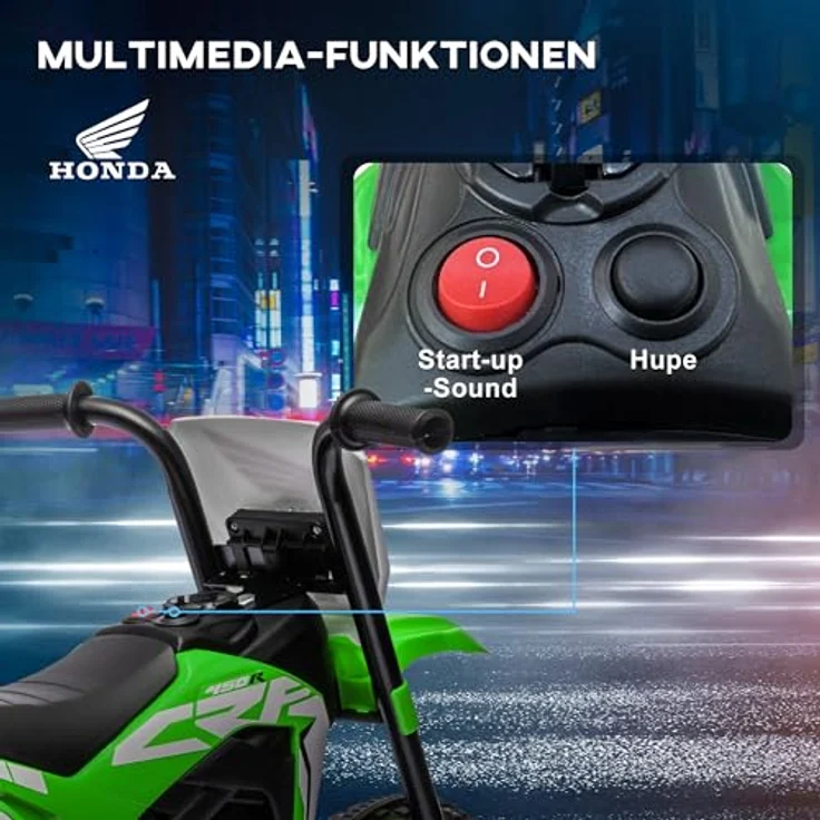 HOMCOM Elektro-Kindermotorrad 6V Kinder-Elektromotorrad, Honda CRF450RL, Offiziell lizenziert, für 18-36 Monate, Grün – Bild 4
