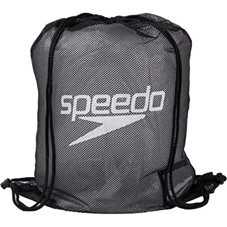 Speedo Turnbeutel Mesh Kordelzug Tasche 35 Liter, strapazierfähiges Design, bequeme Gurte, für Pool, Strand, Fitnessstudio, schwarz, Unisex Größe