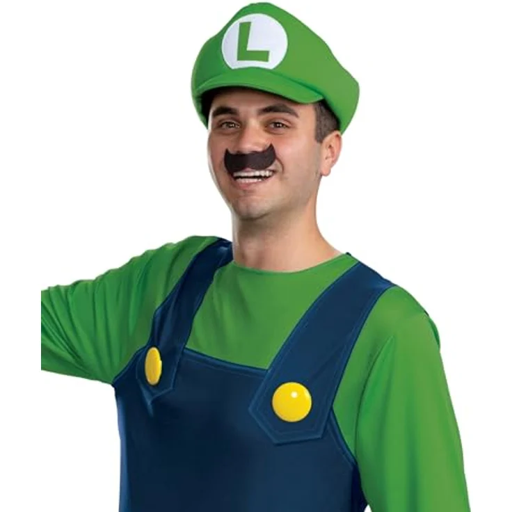 Disguise Luigi Offizielles Super Mario Bro Elevated Classic Kostüm für Erwachsene, Größe S/M, authentischer Stil mit falscher Latzhose und gelben Knöpfen – Bild 3