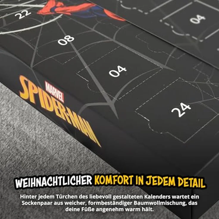 United Labels Marvel Spiderman Adventskalender, 12 Paar Socken für Herren (Größe 40-45), Sneaker und lange Socken, offizielles Merchandise, ideales Weihnachtsgeschenk – Bild 5