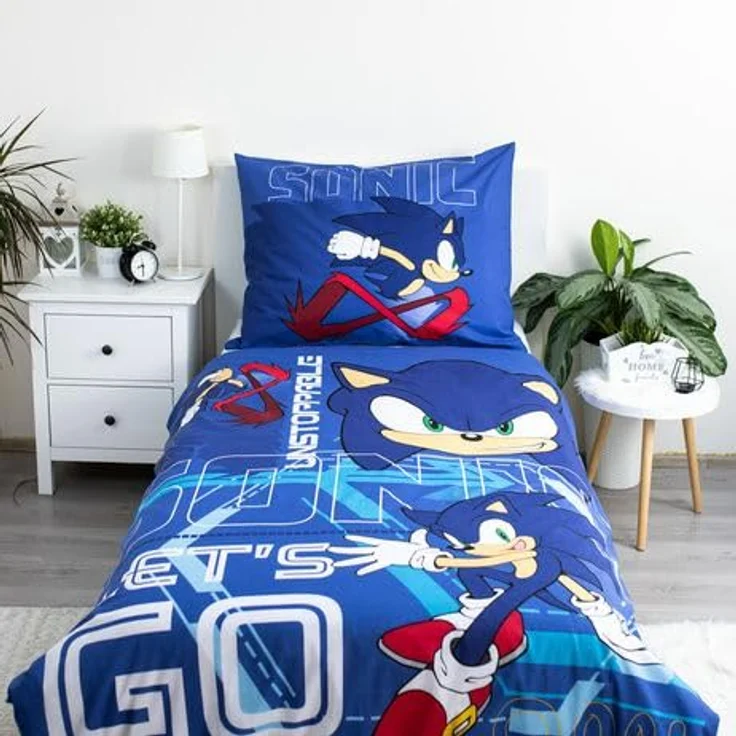 Jerry Fabrics Sonic The Hedgehog Official Let´s go Design Single Duvet Cover Set 140 x 200 cm | Reversible Bedding with Pillow Case 70x90 cm, Blue - Hochwertige Kinderbettwäsche aus 100% Baumwolle – Bild 2
