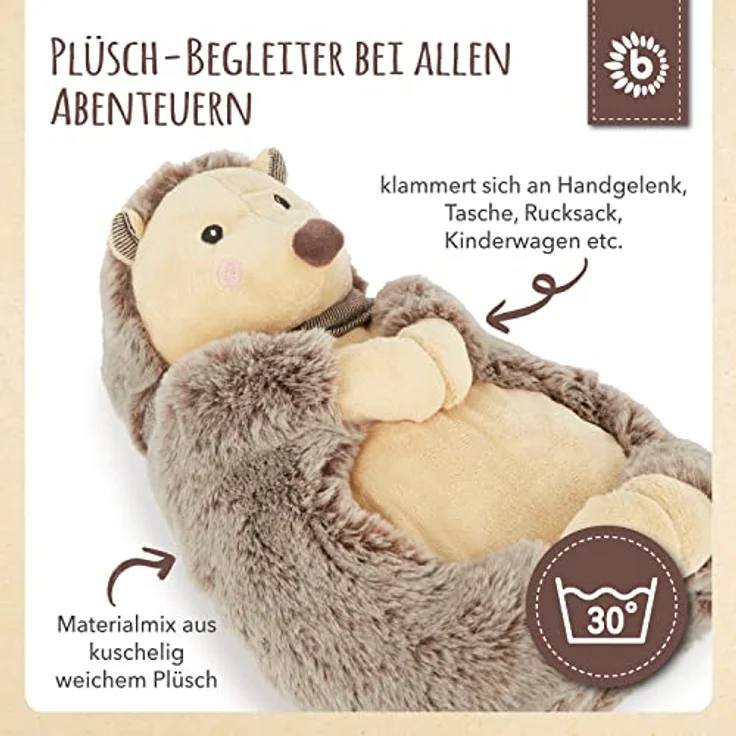 Bieco Plüsch Kuscheltier Igel Baby mit Magneten | ca. 30 cm | niedliches Baby Kuscheltier | Baby Spielzeug | Igel Kuscheltier Baby | Baby Einschlafhilfe | Kuscheltiere für Babys | Stofftier Baby – Bild 4