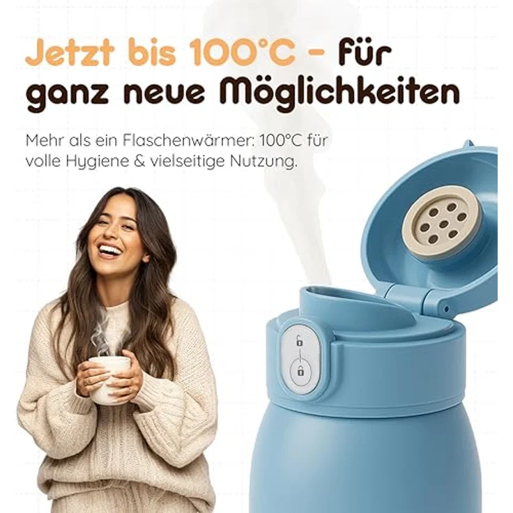 BebeLux BebeWarm V2, Babyflaschenwärmer mit 2 Min Aufwärmzeit, kompatibel für Milch, Muttermilch & Wasser, 15 Flaschen pro Ladung, BPA-frei, Sterilisation bis 100 °C, mobil und kompakt – Bild 9