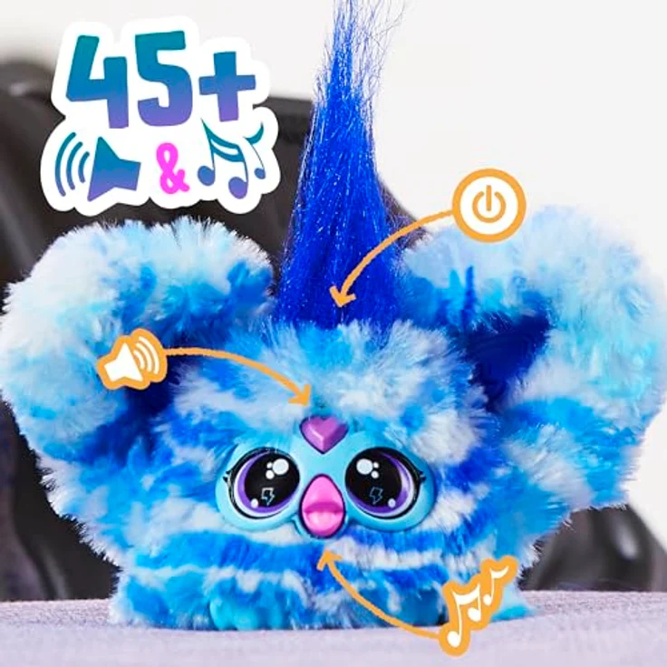 Furby Furblets Ooh-Koo Mini-Freund, über 45 Geräusche, Rockmusik & Sätze in Furbisch, elektronisches Spielzeug, blau-weiß, für Kinder ab 6 – Bild 2