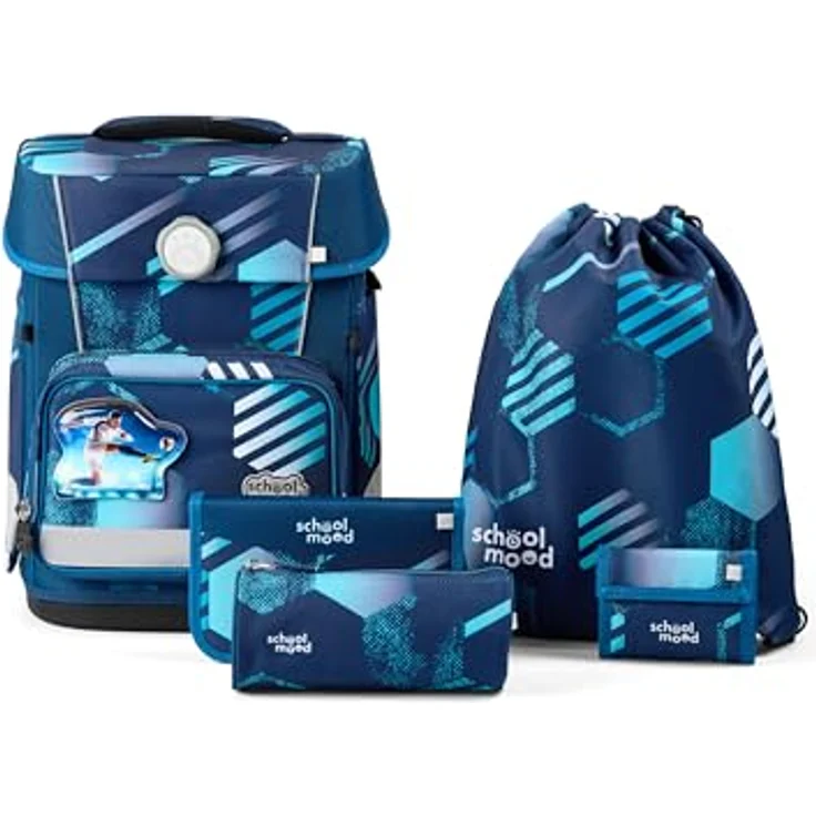 SCHOOL-MOOD Champion Maxx Pro Schulranzen-Set 6-teilig, höhenverstellbar, 22 L, ca. 1,1 kg – Motiv Jonas (Fußball), für Grundschule 1.–4. Klasse, Modell 2026 – Bild 1