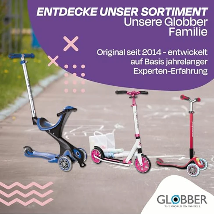 Authentic Sports Globber Primo Foldable Plus Light, Kinder-Scooter lila-pastellrosa mit LED-Leuchtrollen und Klappmechanismus – Bild 7