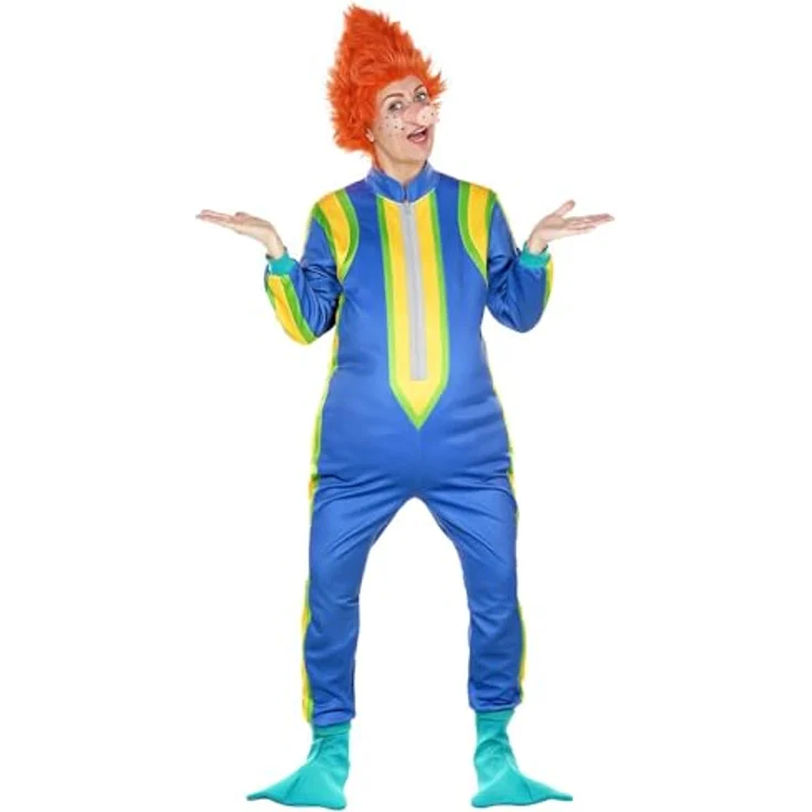 Maskworld Das Sams – Kostüm für Erwachsene - Offizieller Lizenzartikel - Größe: L - Karneval, Halloween & Motto-Party - Blauer Overall mit Flossen und Gumminase – Bild 2