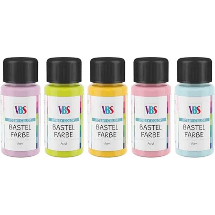VBS Bastelfarben-Set "Bonbon", 5 x 50 ml, lichtecht, speichelecht, wasserverdünnbar, ideal für Gießmassen und Holzobjekte