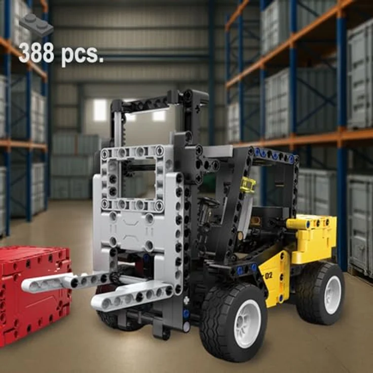 JAMARA CADA Gabelstapler Bricks - Klemmbaustein-Fahrzeug mit 388 Teilen, geeignet für Kinder ab 8 Jahren, inklusive Dekorbogen und verstellbarer Gabel – Bild 2