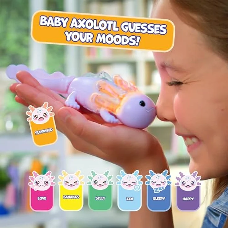 Fingerlings Interaktives Baby Axolotl Auggie, lila, schwimmt, leuchtet auf und singt Lieder – Bild 3