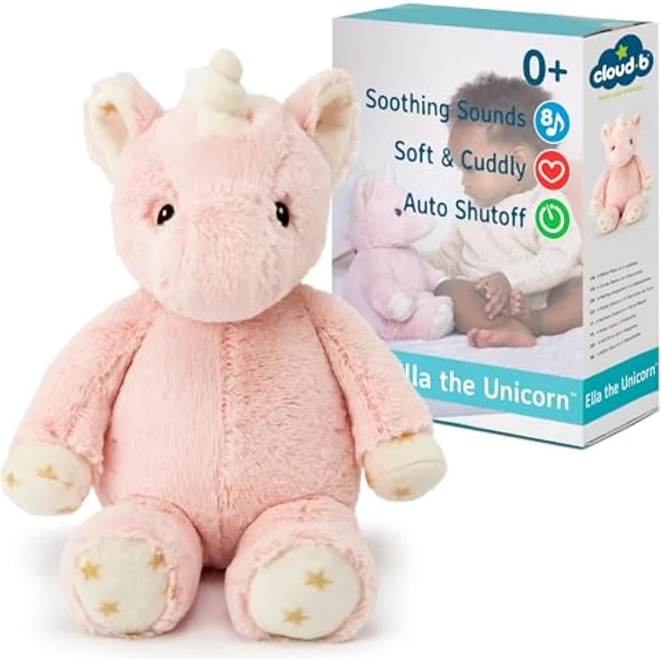 Cloud B Ella das Einhorn, Kuscheltier mit Sternenprojektor und Nachtlicht für Babys, sanftes Licht und 8 beruhigende Geräusche, inklusive Auto-Off-Funktion – Bild 1