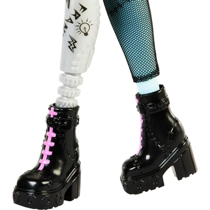 MonsterHigh™ Anziehpuppe Monster High, Frankie Stein mit Haustier Watzie, Patchwork-Jeans-Outfit – Bild 5
