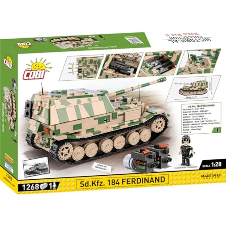 Cobi Pads Sd.Kfz. 184 Ferdinand, Klemmbaustein-Modell im Maßstab 1:28 mit abnehmbarem Motor und beweglicher Kanone – Bild 12