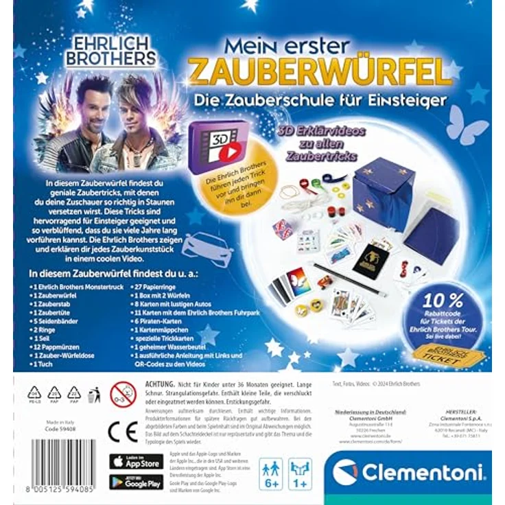 Clementoni® Zauberkasten Ehrlich Brothers, Mein erster Zauberwürfel, Set mit Tricks und Illusionen, Made in Europe – Bild 2