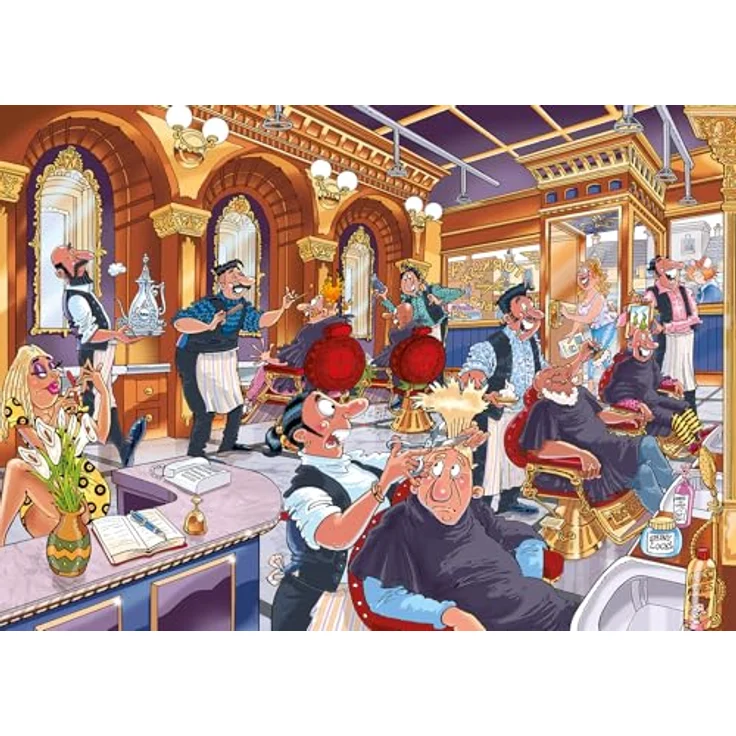 JUMBO Wasgij Mystery 27 – Eine Rasur sehr nah – A Close Shave! – Lustiges Puzzle für Erwachsene mit 1000 Teilen aus 100% recyceltem Karton – Bild 3