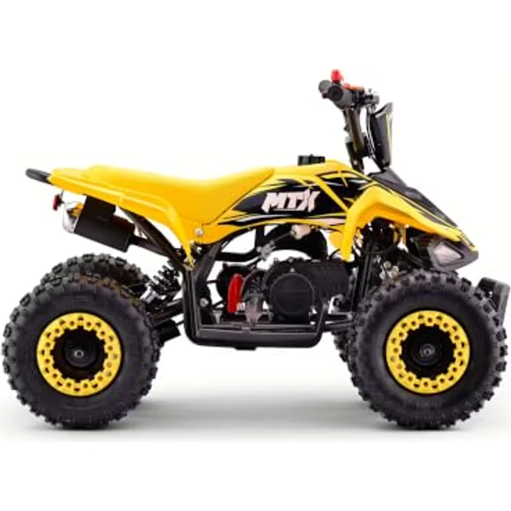 Beneo Motors MTX 49 cc, Benzin-Quad für Kinder, Gelb, mit Zweitaktmotor, Automatikgetriebe, Scheibenbremsen, Elektro- und Seilzugstart, Geschwindigkeitsbegrenzung – Bild 4
