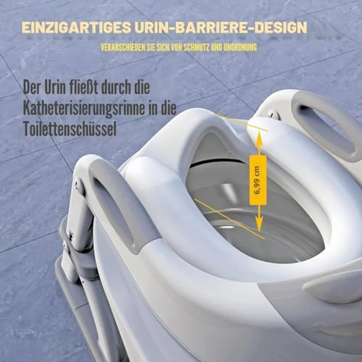 SKYROKU Toilettensitz 2 in 1, Toilettenaufsatz mit Treppe für Kinder 2-7 Jahre, rutschfest, belastbar bis 90 kg, PP (BPA-frei), grau – Bild 5