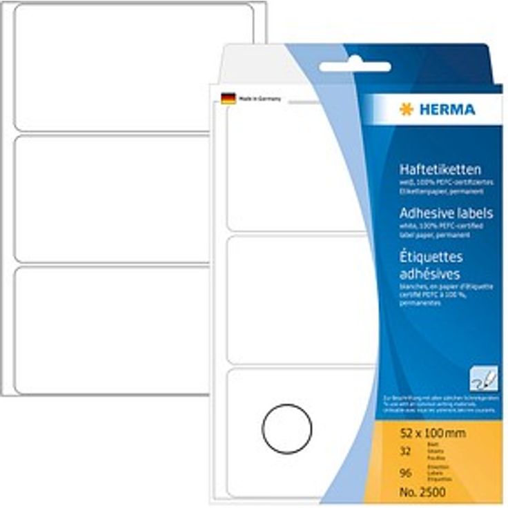 Herma 96 Etiketten 2500, selbstklebend, weiß, 100,0 x 52,0 mm, FSC-zertifiziert