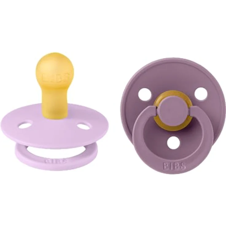 BIBS Colour Schnuller 2er-Pack, BPA-frei, Kirschform Nippel. Naturkautschuk/Latex, Hergestellt in Dänemark, Größe 1 (0-6 Monate), Violet Sky/Mauve – Bild 1