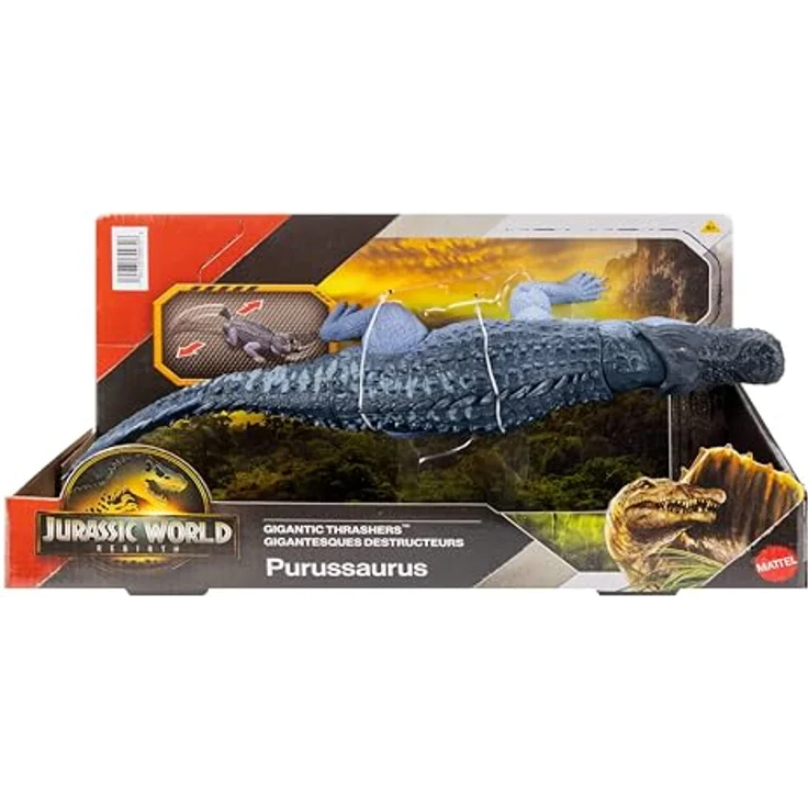 Mattel Jurassic World Gigantic Thrashers Purussaurus, 37 cm Actionfigur mit Schwanzangriffsbewegungen und kompatibler App-Funktion – Bild 1
