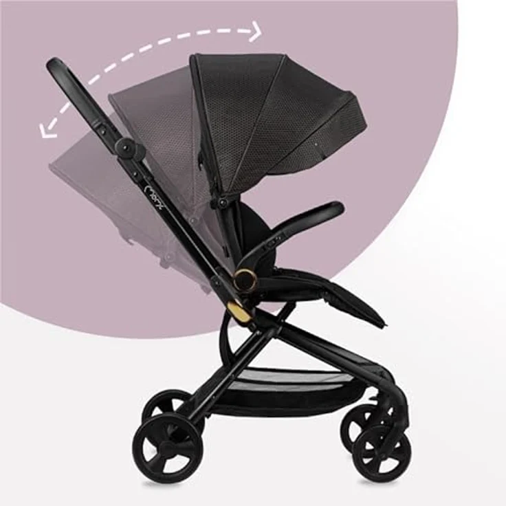Momi Kinderwagen ADELLE, klappbarer Buggy mit 360°-Sitz, 5-Punkt-Sicherheitsgurt, Tragegriff - Schwarz – Bild 2