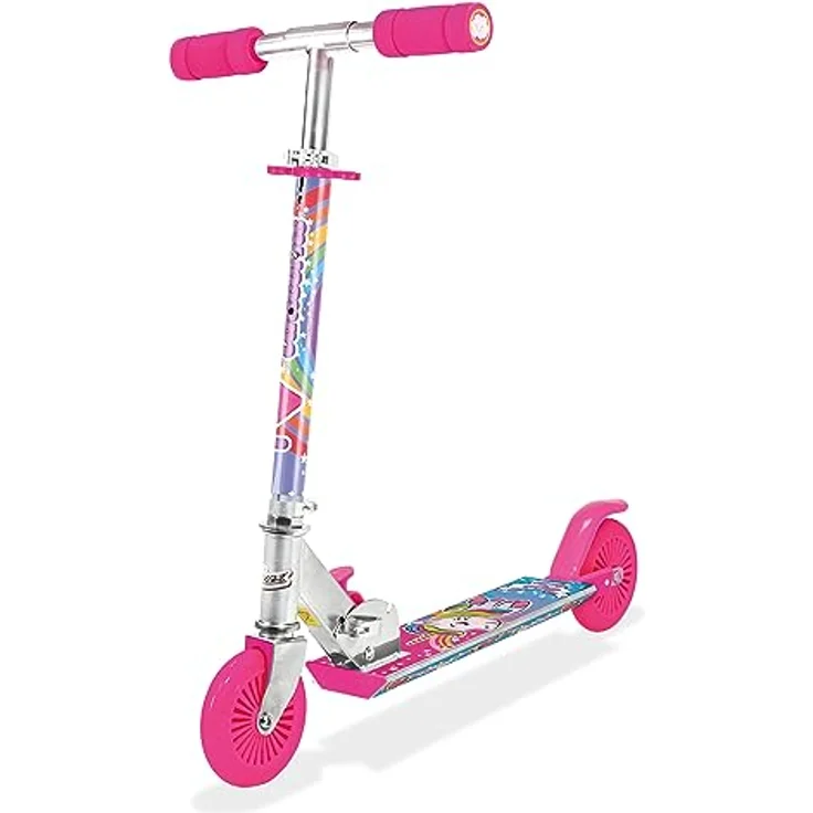 One for Fun Unicorn Magical Sparkles Scooter, faltbar und kompakt, in lebhaftem Blau – Bild 1