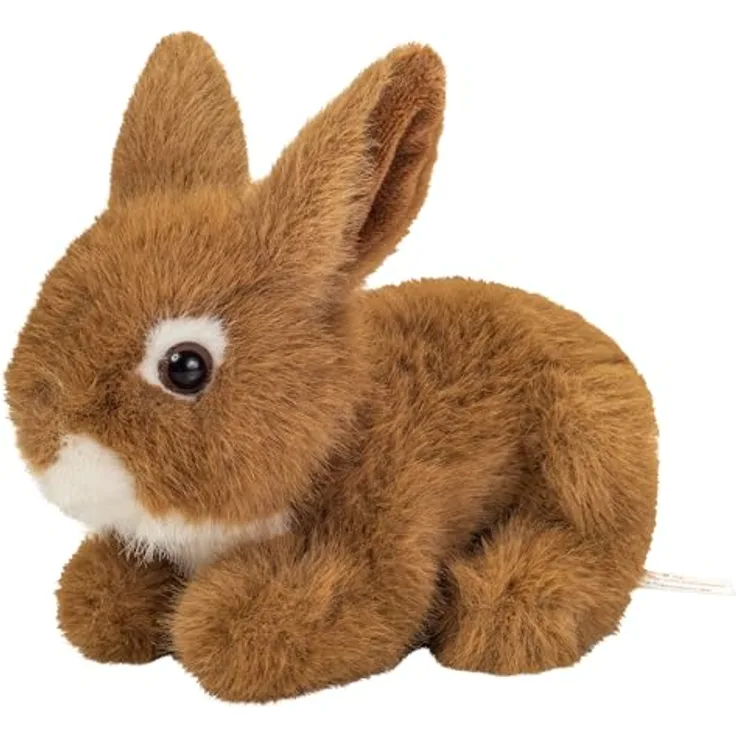 Teddy Hermann Hase sitzend, Kuscheltier aus Plüsch, braun, 17 cm, Pflegeleicht waschbar bei 30 Grad