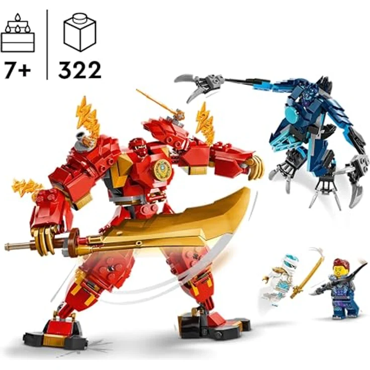 LEGO NINJAGO Kais Feuermech, Actionfiguren-Spielzeug für Kinder mit roter Mech-Figur zum Umgestalten, Ninja-Set mit 4 Figuren inkl. Kai und Zane, Geschenk für 7-jährige Jungs und Mädchen 71808 – Bild 2