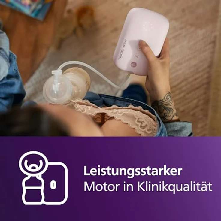 AVENT Elektrische Einzelmilchpumpe SCF395/31, Klinikqualität mit Natural Motion Technologie, Trinkrhythmus wie Ihr Baby, Rosa, 5-teilig – Bild 4