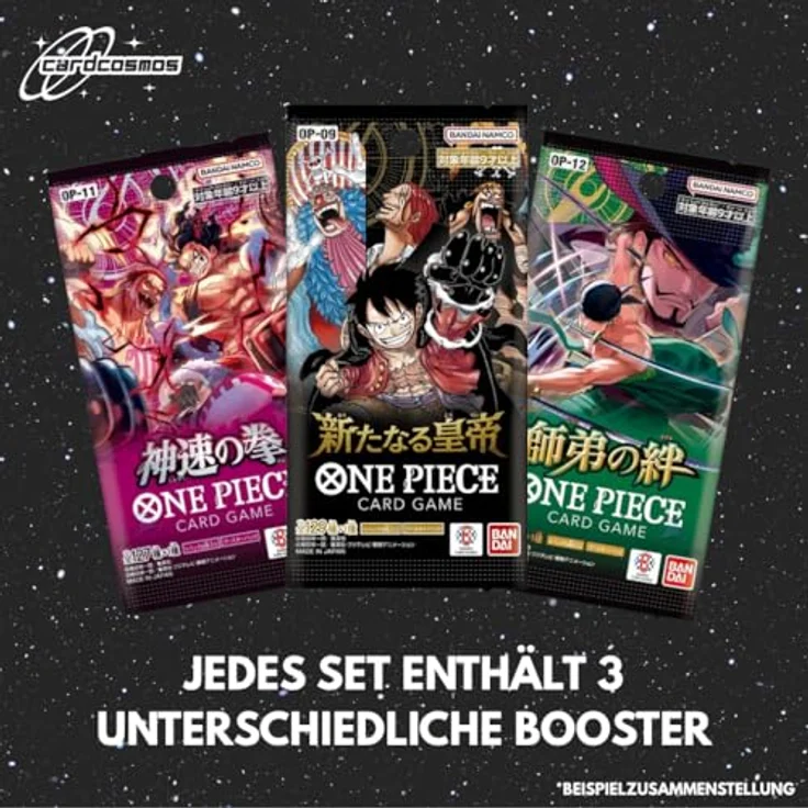 cardcosmos One Piece Card Game 3er Mystery Booster Set, 3 verschiedene japanische Boosterpacks, original verpackt für Sammler & Spieler – Bild 4
