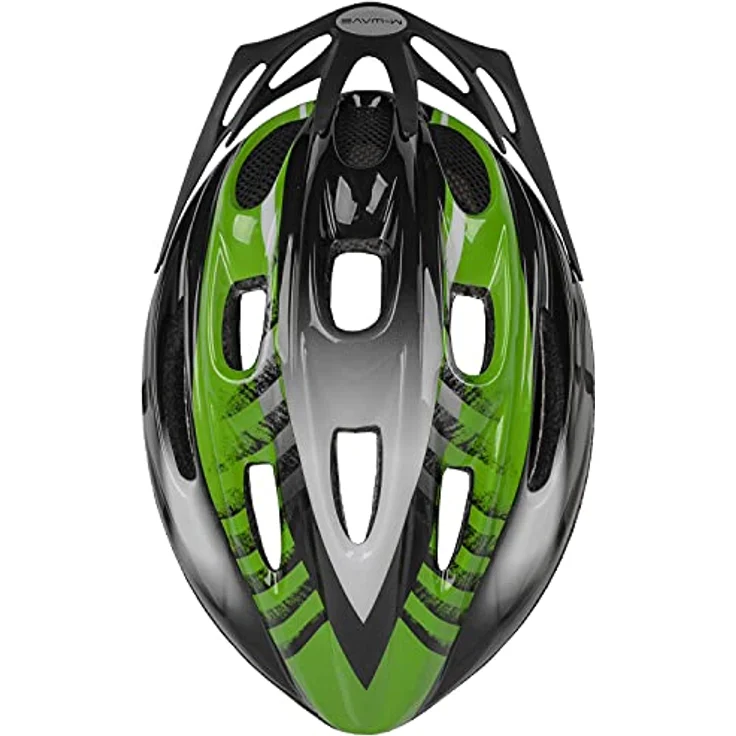 M-Wave Unisex-Adult Mamba Fahrradhelm, schwarz, 53-57 cm - Microshell Oberschale, 11 große Belüftungsöffnungen, aufsteckbares Visier – Bild 4