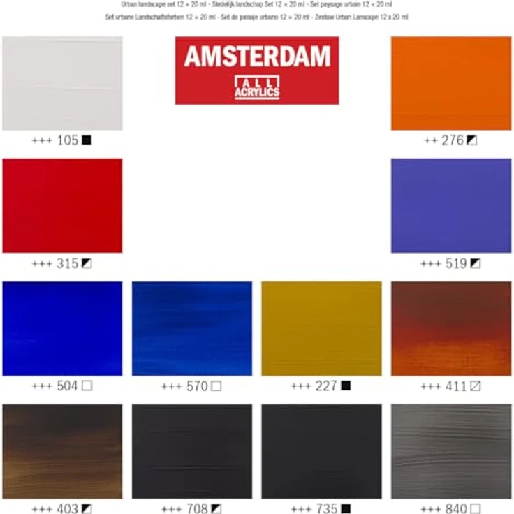 Amsterdam Standard Serie Acrylfarben Set Stadtlandschaft, 12 x 20 ml Tuben, vielseitige Mischfarben für Urban Sketching – Bild 4
