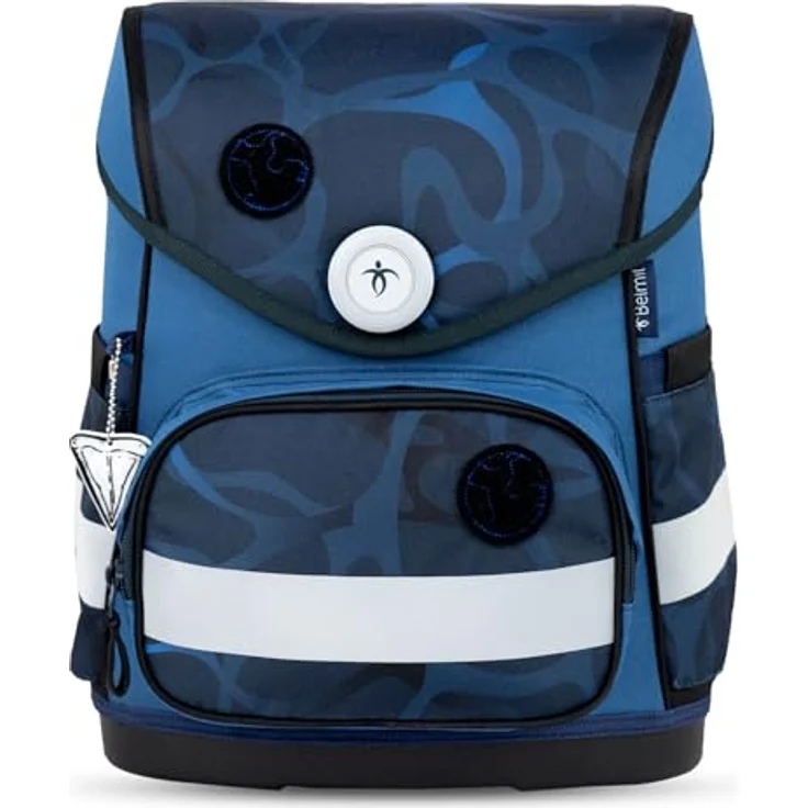 Belmil Schulranzen "Compact mit Patch" 2026, 4-tlg. Set mit Magnetschloss, 19 Liter Volumen, für Jungen, Wassertiere, ergonomisch und leicht – Bild 5