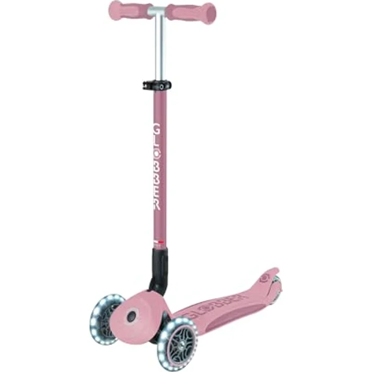 Globber GO•UP Deluxe Lights ECO 360, skalierbarer 3-Rad Tretroller mit 360° drehbarem Sitz, LEDs und höhenverstellbarer Schiebestange, für Kinder von 15 Monaten bis 6 Jahren, Rosa Berry – Bild 5