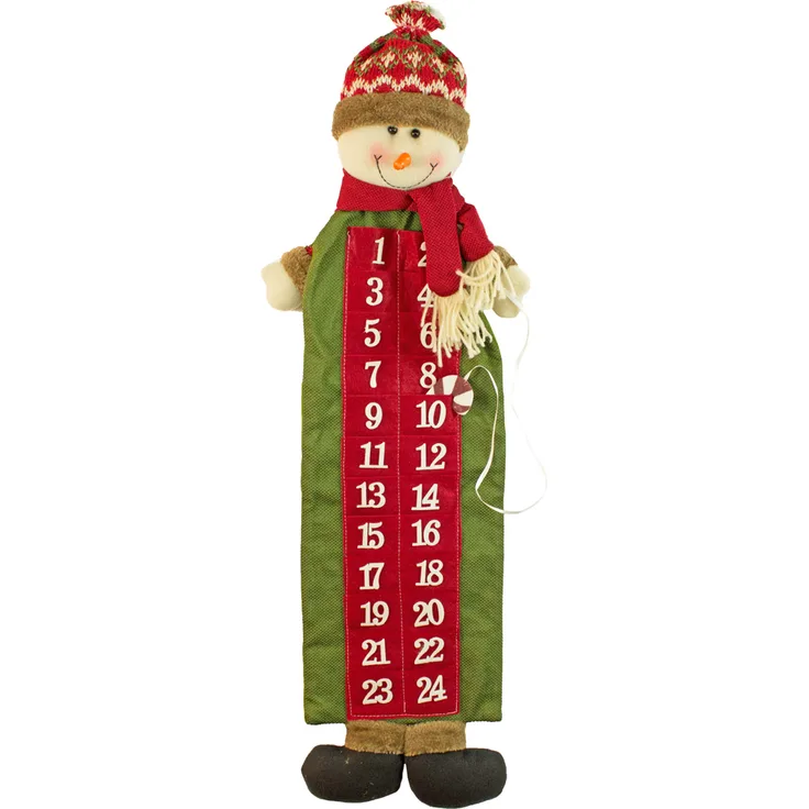 Trachtenland Schneemann Adventskalender zum Befüllen - Rot Grün 75 cm