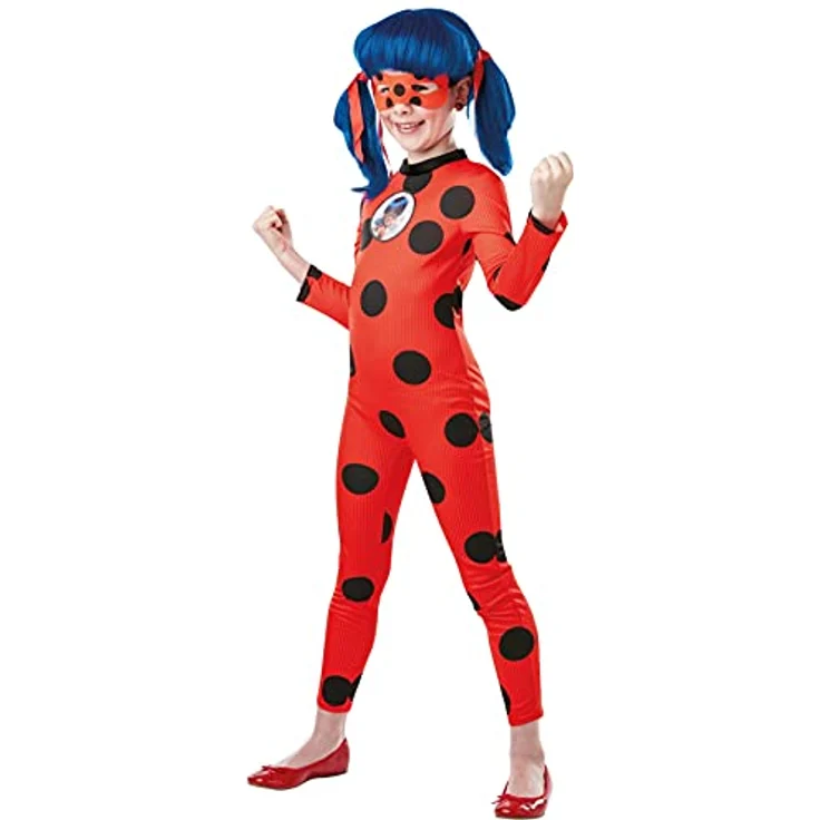 Rubie's – Offizielles Miraculous Kostüm Tikki Ladybug, roter Jumpsuit mit schwarzen Punkten, Größe 5-6 Jahre, inkl. passender Maske – Bild 1