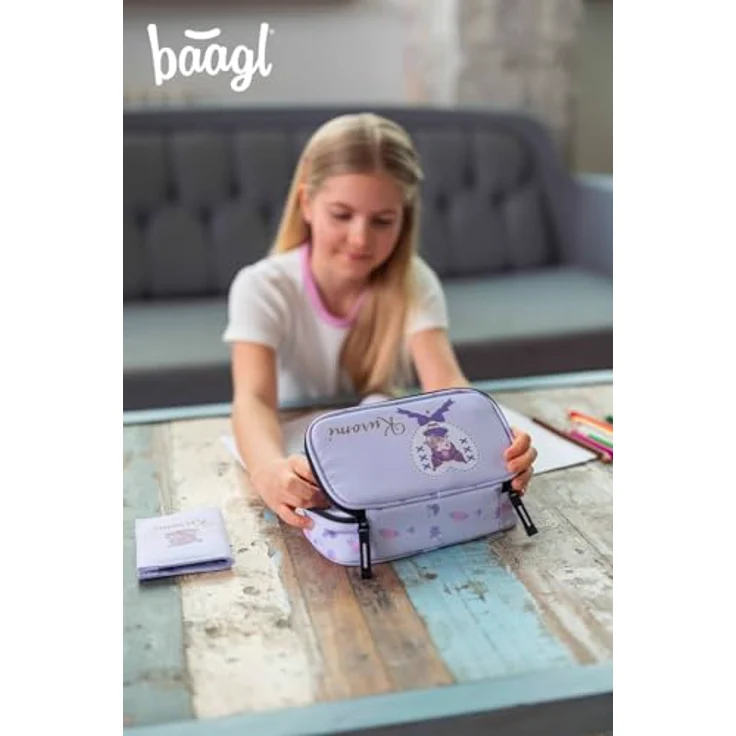 Baagl Federmäppchen Kuromi Sweet One, geräumiges Etui mit durchdachter Innenaufteilung, 23 × 12 × 5 cm, aus recyceltem Polyester – Bild 4