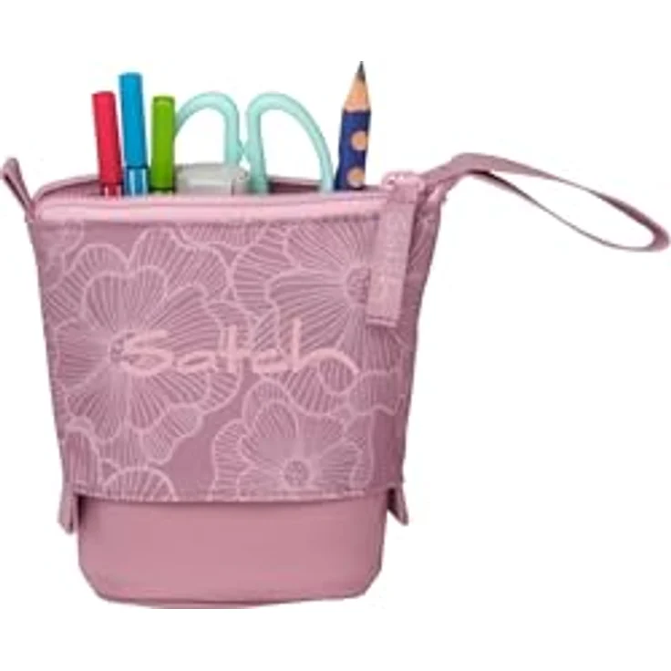 Satch Pencil Slider Federmäppchen, Stiftehalter zum Stehen mit 3 Innenfächern und Geheimfach, aus 100% recycelten Materialien, Magnolia Dream - Rosa – Bild 3