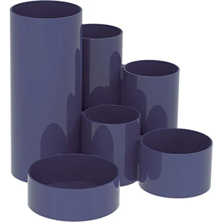 MAUL Stifteköcher MAULtubo, Stiftehalter Hochglanz mit 6 Köchern, standfest, Made in Germany, Ø ca 15 cm, Höhe 12,5 cm, Blau – Bild 1
