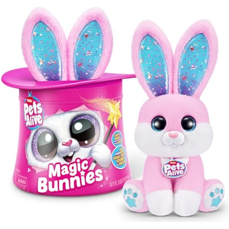 ZURU Zauberkasten Pets Alive Zauberhut Magic Bunnies, interaktives Zauberset mit leuchtenden Ohren, pink – Bild 8
