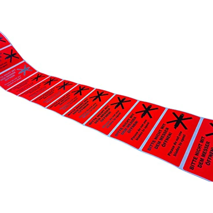 varivendo 50 Aufkleber Etikett "Nicht mit Messer öffnen", rote Versandaufkleber für Kartons, Größe 10 x 5 cm – Bild 5