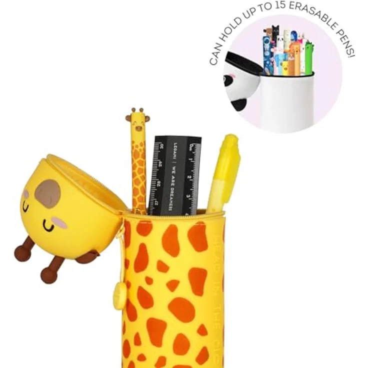 Legami LEGAMI Federmäppchen und Stiftehalter 2-IN-1, Giraffe Motiv, KAWAII, Silikon, blau – Bild 2
