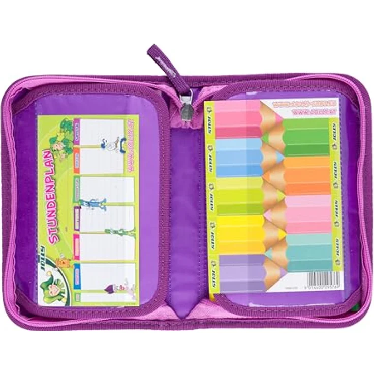 JOLLY 1-Zipp-Federpennal Unicorn Design, Pink, 30-teilig befüllt mit Buntstiften, Fasermalern und Zubehör für den Schulstart – Bild 3