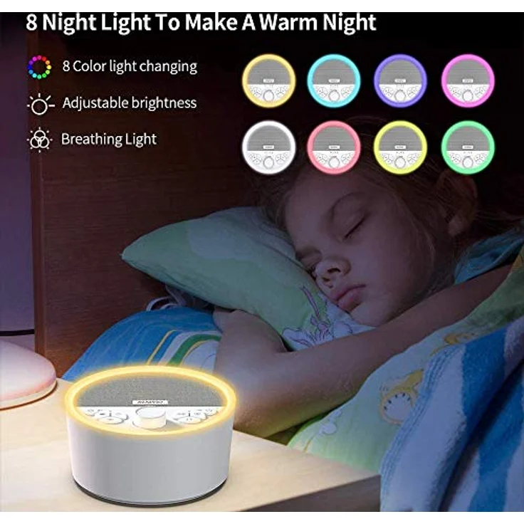 RENPHO White Noise Machine Baby, Tragbare Einschlafhilfe mit 29 beruhigenden Klängen, USB wiederaufladbar und Timer-Funktion – Bild 2