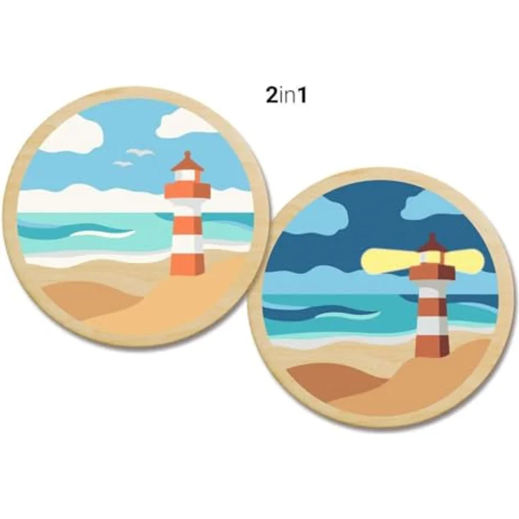Ravensburger CreArt Malen nach Zahlen, Wooden Set mit Sea Motiv auf FSC-zertifiziertem Holz, 20 cm Durchmesser, Made in Europe – Bild 3