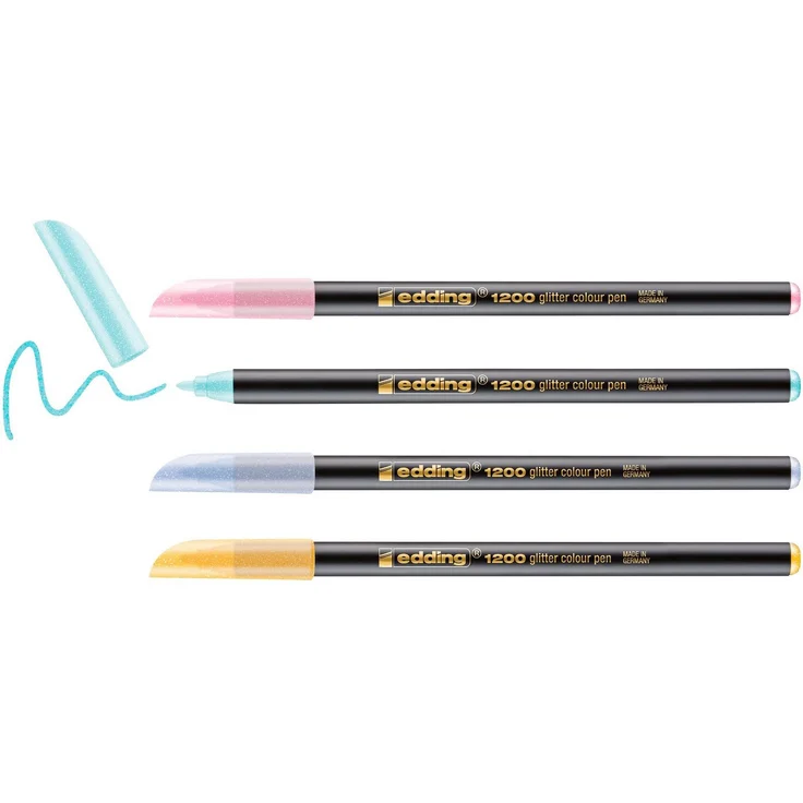 Edding Faserstift 1200 glitzer Fasermaler pastell, Strichstärke: 3,0 mm in 9 verschiedenen Farben – Bild 1