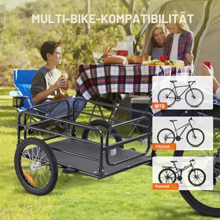 VEVOR Fahrradanhänger CT903L, 72 kg Tragkraft, faltbar, mit Universalkupplung und 40,6 cm Rädern, für 558,8-711,2 mm große Fahrräder – Bild 6